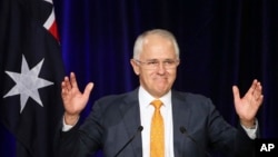 Perdana Menteri Australia Malcolm Turnbull dalam kampanye di Sydney (3/7).
