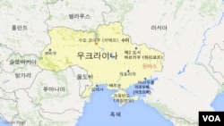 노란색 표시된 우크라이나 영토 중 남서부 흑해 연안 주요 항구 도시가 오데사.