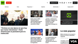 Captura de pantalla de la página de inicio del sitio web de Actualidad RT, el 8 de diciembre de 2023.