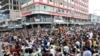Afghan cricket fans celebrate their team's victory during the men's T20 World Cup cricket match between Afghanistan and Bangladesh, in the city of Khost province eastern of Afghanistan, June. 25, 2024.