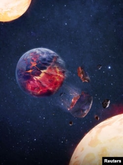 An artist's impression shows a terrestrial planet in the process of being captured by a twin star, in this handout illustration obtained by Reuters on March 20, 2024. (Intouchable, OPENVERSE/Handout via REUTERS)