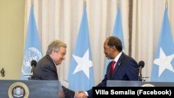 Katibu Mkuu wa UN akiwa na Rais wa Somalia Hassan Sheikh Mohamud.