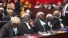 Lawyers from the Independent National Electoral Commission attend the Presidential election petition tribunal in Abuja, Nigeria, Sept. 6, 2023. The tribunal upheld the February election of Bola Tinubu. 