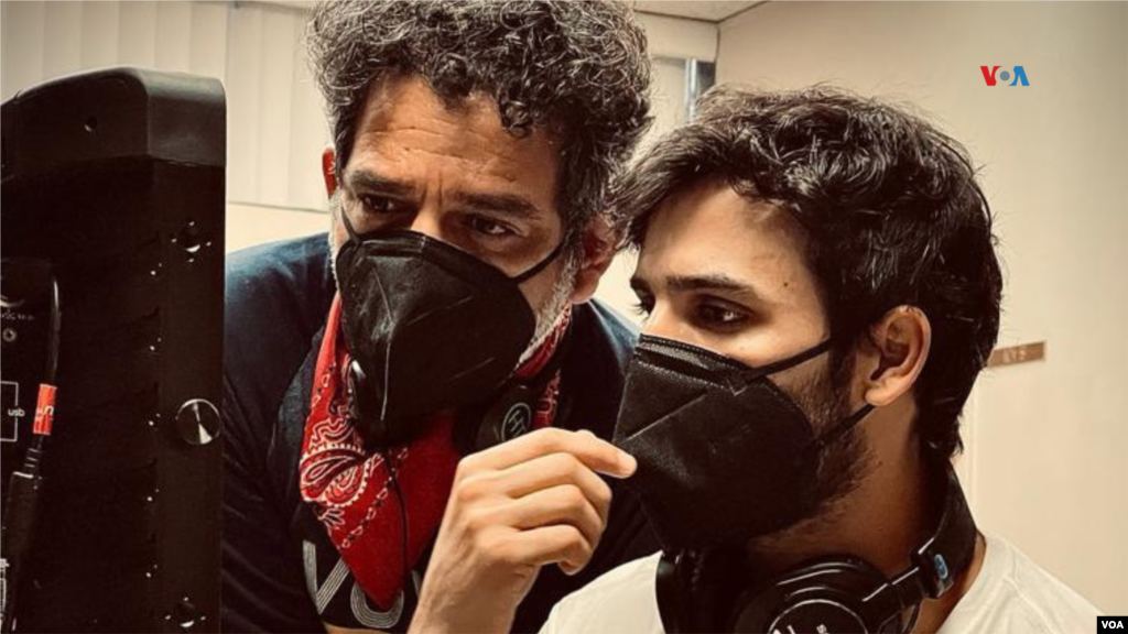 Marcel Rasquin junto a Diego Vicentini durante las grabaciones de Simón.