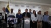 Simón Calzadilla, representante de la Plataforma Unitaria encabeza una conferencia de prensa el jueves 17 de agosto de 2023, en Caracas.