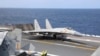 Jet tempur J-15 milik China bersiap untuk meluncur dari kapal induk Shandong dalam latihan militer di sekitar wilayah Taiwan pada 9 April 2023. (Foto: Xinhua via AP/An Ni)