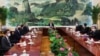 U.S. Secretary of State Antony Blinken, fourth left, meets with Chinese President Xi Jinping, center, and Wang Yi, Chinese Communist Party's foreign policy chief, third right, in the Great Hall of the People in Beijing, June 19, 2023. 