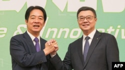 台灣當選總統賴清德在台北舉行的記者會上宣布任命前民進黨主席卓榮泰擔任其政府的行政院長。 （2024年4月10日）
