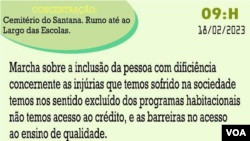 Panfleto convocando a manifestação de pessoas com deficiência
