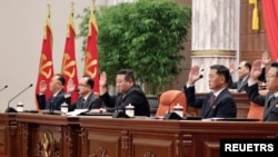 North Korean leader Kim Jong Un attends the 8th enlarged Plenary Meeting of the 8th Central Committee of the Workers' Party of Korea, in Pyongyang, North Korea, in this undated photo released by North Korea's Korean Central News Agency (KCNA) on June 19, 2023. KCNA via REUTERS 