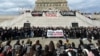 This handout picture provided by the Jewish Voice for Peace shows activists calling for a cease-fire between Israel and the Palestinian militant group Hamas in the Gaza Strip at the Statue of Liberty in New York, Nov. 6, 2023.