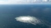 A large disturbance in the sea can be observed off the coast of the Danish island of Bornholm, Sept. 27, 2022.