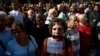 People protest the National Court's decision to imprison civil society leaders without bail, in front of the Palau Generalitat in Barcelona, Spain, Oct. 17, 2017. 
