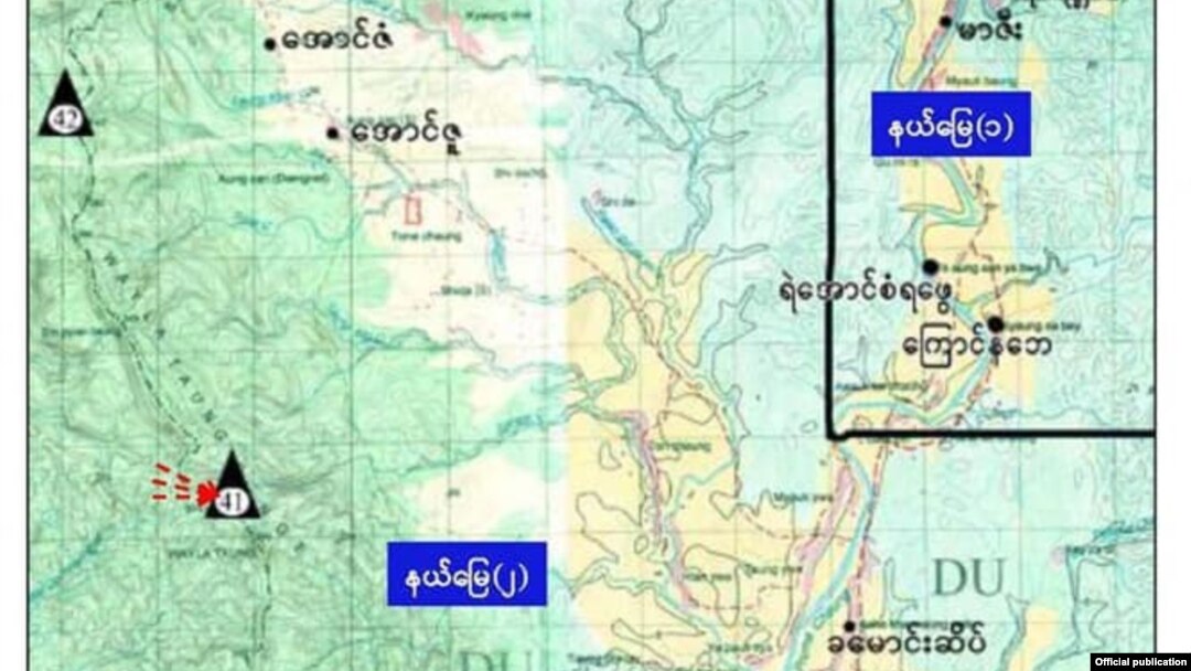 ရခိုင်ပြည်နယ်နယ်ခြားမှတ်တိုင် (၄၁) ရှိ ရဲကင်းစခန်းအား လက်နက်ကိုင်အဖွဲ့က တိုက်ခိုက်သွားသည့်နေရာ။ (ဓာတ်ပုံ MOI)