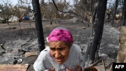 une femme algérienne âgée réagit devant sa maison, détruite dans un incendie de forêt dans la ville d'el-Kala. - Le 24 novembre 2022, un tribunal algérien a condamné à mort 49 personnes pour le lynchage d'un homme