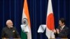 2016年11月，印度總理莫迪與日本首相安倍晉三在東京的聯合記者會上（資料圖片）