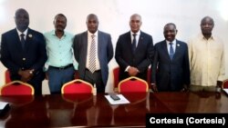 Manuel Fernandes, Filomeno Vieira, Abel Chivukuvuku, Adalberto Costa Júnior, Benedito Daniel e Nimi a Simbi, Luanda, Angola, 5 Maio 2022 (Foto de Arquivo)