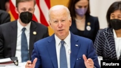 Presiden AS Joe Biden menghadiri pertemuan antara pemimpin negara yang tergabung dalam aliansi Quad di Tokyo, Jepang, pada 24 Mei 2022. (Foto: Pool via Reuters/Yuichi Yamazaki)