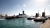 FILE - A Russian navy missile ship 'Veliky Ustyug' sails off from the Russian naval facility in Tartus, Syria, on patrol in eastern Mediterranean, Sept. 26, 2019.