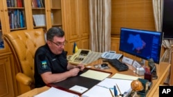 乌克兰国家安全和国防委员会秘书奥列克西·丹尼洛夫(Oleksiy Danilov)在基辅的办公室。(2022年9月2日)