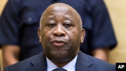 FILE - Former Ivory Coast President Laurent Gbagbo attends a confirmation-of-charges hearing at the International Criminal Court in The Hague, Feb. 19, 2013. 