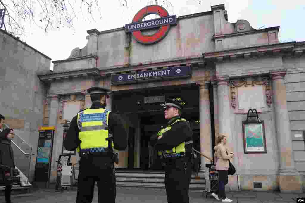 Jami'an tsaro a yankin da aka kai harin London. Rana: 22 Maris, 2017