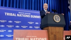 President Joe Biden speaks at the White House Tribal Nations Summit at the Department of the Interior in Washington, Nov. 30, 2022.