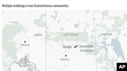 Canadian police say multiple people are dead in 13 locations at two communities in Saskatchewan.