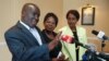 Kenyan commissioners Nkatha Maina (R), Margaret Mwachanya and Paul Kurgat from Kenya's Independent Electoral and Boundaries Commission (IEBC) attend a news conference where they announced their resignation in Nairobi, April 16, 2018.