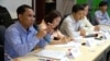 Am Sam Ath, monitor supervisor for the human rights organizaiton LICADHO speaks to journalists during a press conference on the “stop and consult” campaign about the draft Law on Associations and Nongovernmental Organizations on Monday, May 4, 2015. (Neou Vannarin/VOA Khmer)