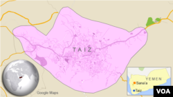 Letak kota Taiz di Yaman.