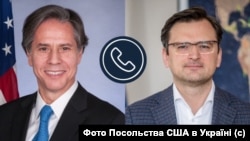 آنتونی بلینکن و دمیترو کولبا، وزیران خارجه آمریکا و اوکراین