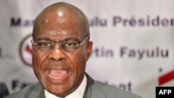 L'opposant Martin Fayulu lors d'une conférence de presse, à Kinshasa, le 18 janvier 2019.