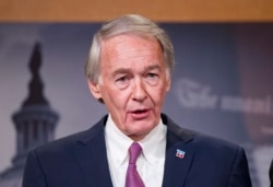 FILE - Sen. Edward Markey, D-Mass., speaks during a news conference, Feb. 11, 2016, on Capitol Hill in Washington.