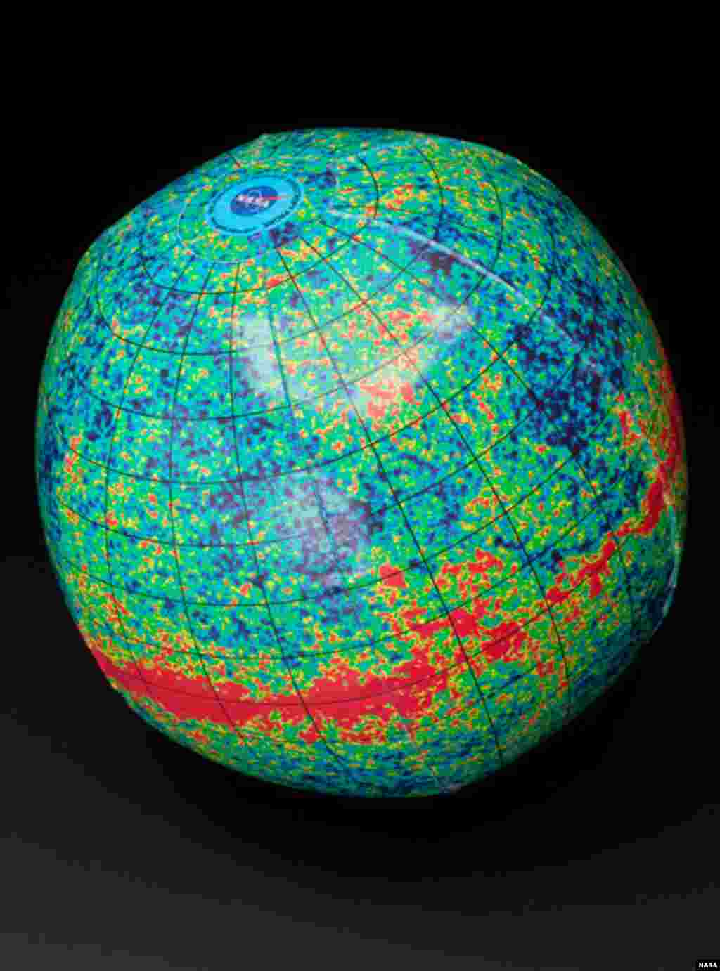This cosmic beach ball displays a full-sky map of the microwave radiation left over from the Big Bang event that created the universe 13.7 billion years ago. (NASA)