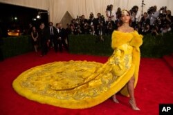 Rihanna arrives at The Metropolitan Museum of Art's Costume Institute benefit gala celebrating "China: Through the Looking Glass" on May 4, 2015, in New York.