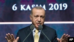 Presiden Turki Recep Tayyip Erdogan di Ankara, Turki, 6 November 2019. 