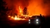 Las llamas arden mientras el incendio Park salta la autopista 36 cerca de Paynes Creek en el condado de Tehama, California, el viernes 26 de julio de 2024.