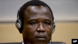 Dominic Ongwen, un commandant et seigneur de la guerre, attend son jugement lors de sa première audience, La Hague, Pays-Bas, le 26 janvier 2015.