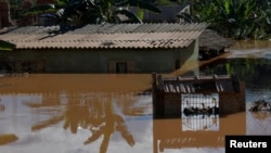 Zone inondée après des pluies torrentielles dans l'État de Minas Gerais, Brésil, 12 janvier 2022.