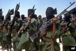 Des combattants d'al-Shabab dans un village de Lower Shabelle