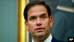 Le sénateur républicain Marco Rubio lors d'une conférence de presse, le 26 septembre 2017.