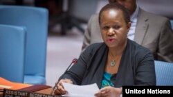Bintou Keita devant le Conseil de sécurité au siège de l'ONU, le 27 février 2018.
