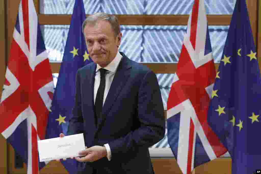 Shugaban Kungiyar Tarayyar Turai ta EU Donald Tusk Ranar Laraba 29, Maris 2017. 