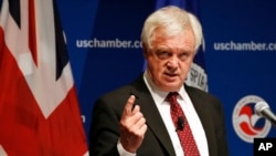 David Davis, secrétaire d'Etat britannique à la sortie de l'Union européenne à Washington, Sept. 1, 2017.
