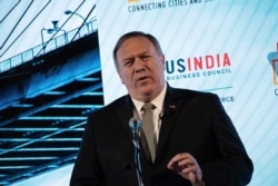 U.S. Secretary of State Mike Pompeo addresses the India Ideas Summit in Washington, June 12, 2019.