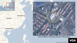 Peta gedung yang digunakan sebagai kantor pusat para peretas APT1 di Shanghai, Tiongkok menurut laporan Madiant yang dikeluarkan Selasa (19/2). (Foto: dok).