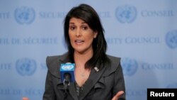 La embajadora de EE.UU. ante la ONU, Nikki Haley, emitió una declaración criticando el llamado a elecciones realizado en Venezuela.
mbassador to the United Nations Nikki Haley speaks at UN headquarters in New York, NY, U.S., Jan. 2, 2018. 