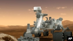 Kendaraan penjelajah luar angkasa NASA, Curiosity Rover, di atas permukaan Mars. (Foto: Dok)