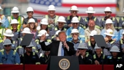 President Donald Trump speaks on energy infrastructure at the Cameron LNG Export Terminal in Hackberry, La., May 14, 2019. 